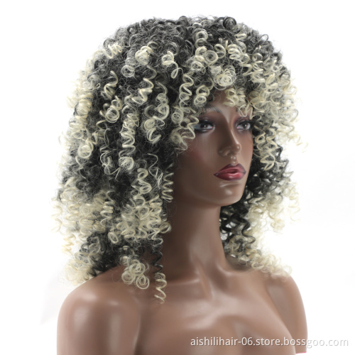 wholesale afro kinky curly wig ombre 613 color synthetic hair wigs for black women